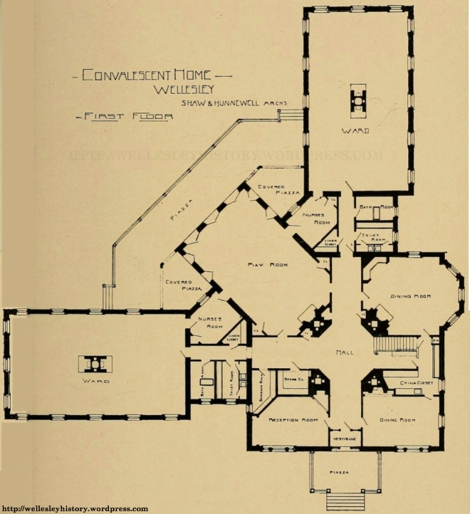 Floor plan of the 1892 Convalescent Home  Annual Report of the Children's Hospital (1892)