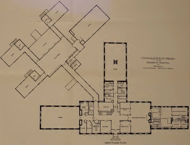 Floor plan of the 1905 Convalescent Home  Source: Annual Report of the Convalescent Home (1909)