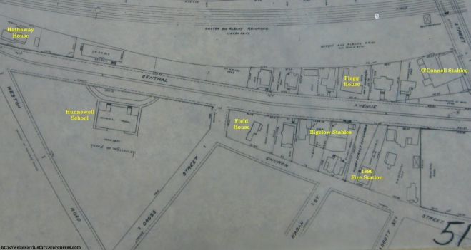 Circa 1910 Map of Central Street (Source: Town of Wellesley Department of Public Works)