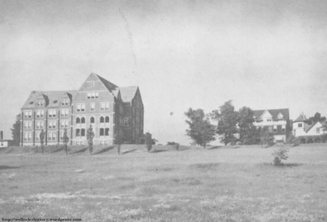 1921 Untersee building and Bird-Scudder Mansion (viewed from the eastern edge of the campus) Source: 1931 Semi-Centennial Booklet