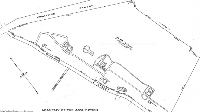 Map of campus in 1922  (prior to construction of stone lodge)  Source: Norfolk County Registry of Deeds